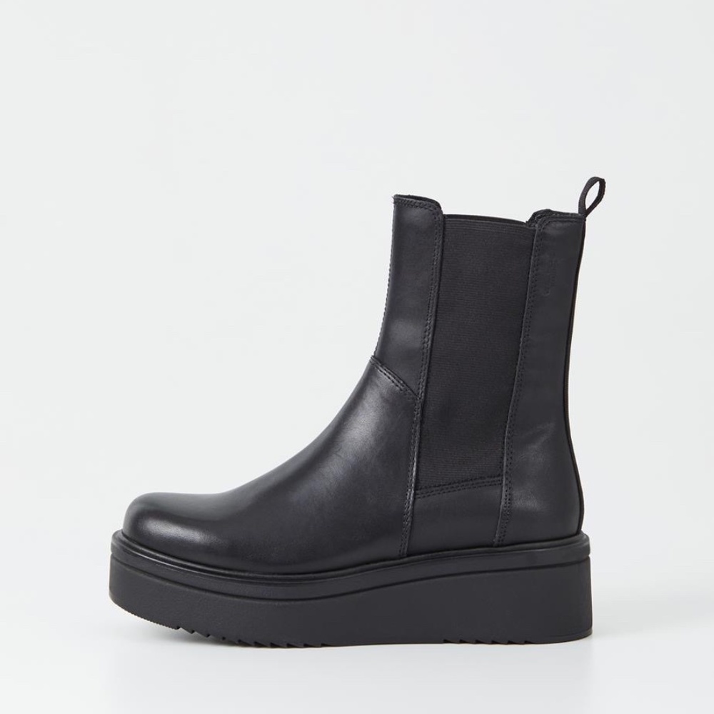 Vagabond Tara black leather platform chelsea boots